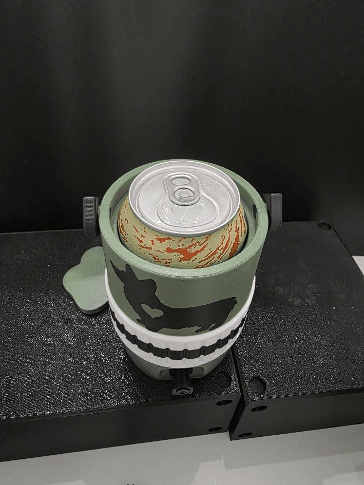 Can sitting inside the dog breed koozie